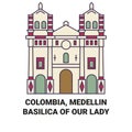 Colombia, Medellin Basilica Of Our Lady travel landmark vector illustration