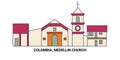 Colombia, Medellin Church travel landmark vector illustration