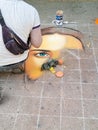 Colombia, Medellin, street artist drawing a face