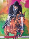Colombia, Medellin, painted jockey on horseback