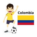 Colombia nation team cartoon,football World,country flags. 2018