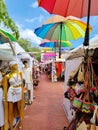Colombia, Santa Marta, artisan and clothing market stalls
