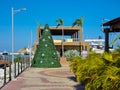 Colombia, Santa Marta, christmas tree on the pier