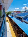 Colombia, Santa Marta, covered market roofs view