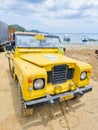 Colombia, Santa Marta, off road yellow taxi