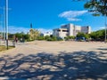 Colombia, Santa Marta, seafront and statue of the founder of the city Rodrigo de Bastidas