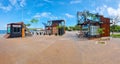 Colombia, Santa Marta, wooden buildings on the waterfront