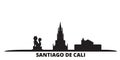 Colombia, Santiago De Cali city skyline isolated vector illustration. Colombia, Santiago De Cali travel black cityscape