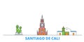 Colombia, Santiago De Cali line cityscape, flat vector. Travel city landmark, oultine illustration, line world icons