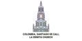 Colombia, Santiago De Cali, La Ermita Church travel landmark vector illustration