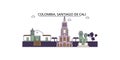 Colombia, Santiago De Cali tourism landmarks, vector city travel illustration