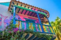 Cartagena, Colombia Ã¢â¬â 18 February, 2020: Scenic colorful streets of Cartagena in historic Getsemani district near Walled City