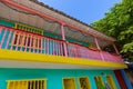 Colombia, Scenic colorful streets of Cartagena in historic Getsemani district near Walled City Ciudad Amurallada