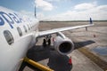 COLOMBIA - SEPTEMBER 23 2013: Copa Airlines plane ready for boarding in Cartagena City, Colombia. Copa Airlines is the