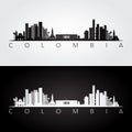 Colombia skyline and landmarks silhouette