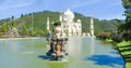 Colombia Taj Mahal reproduction and lake with fountain in the Jaime Duque park