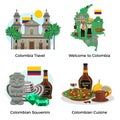 Colombia Tourism Concept Icons Set