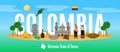 Colombia tourism concept with tours and travel offers symbols flat illustration