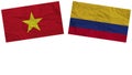 Colombia and Vietnam Flags Together Paper Texture Illustration