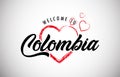 Colombia welcome to message with beautiful red hearts Royalty Free Stock Photo