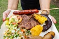 Colombian barbecue, typical food of Colombia- close-up image Royalty Free Stock Photo