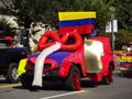 Colombian Flag and Float at the Parade