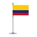 Colombian flag on the metallic pole, vector illustration