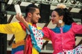 Colombian folk dancers performing a typical dance Royalty Free Stock Photo