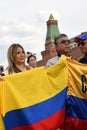 Colombian football fans in Moscow, FIFA world cup, Russia