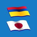 Colombian and japan waving nation flag