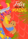 Colombian mothers day greeting banner template,bright mothers day flyer afrocolombian woman. In Spanish: Happy Mother\'s Day