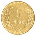 5 Colombian pesos coin Royalty Free Stock Photo