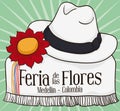 Colombian Poncho, Hat and Flower for Festival of the Flowers, Vector Illustration