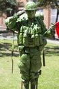 Colombian Soldier and flag in the street of Bogota Royalty Free Stock Photo