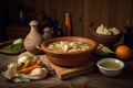 Colombian traditional tripe soup Illustration AI Generative