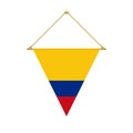 Colombian triangle flag hanging, vector illustration