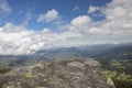 Colombian valley countryside and eastern mountains viewed from an ancient monolith called `La Torre de los Indios` Royalty Free Stock Photo