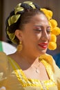 Colombian woman in traditional costume dance