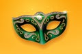 Colombina green mask decorated with diamonds