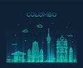 Colombo skyline, Sri Lanka. vector linear style Royalty Free Stock Photo