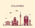 Colombo skyline, Sri Lanka. vector linear style Royalty Free Stock Photo