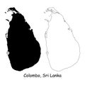 Colombo, Sri Lanka. Detailed Country Map with Location Pin on Capital City.