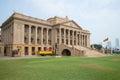 Building of Old Parliament Secretariat of the president Sri Lanka in the cloudy afternoon