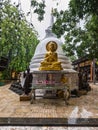 Interior of Gangaramaya Buddhist Temple in Colombo, Sri Lanka in rainy weather