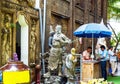 COLOMBO, SRI LANKA - NOVEMBER 13, 2018: View of the statues in the courtyard of the Gangaramaya Temple