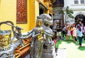 COLOMBO, SRI LANKA - NOVEMBER 13, 2018: View of the statues in the courtyard of the Gangaramaya Temple