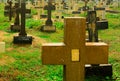 Colombo, Sri Lanka- 01 October 2018: Sri Lankan cemetery with a cross gravestone