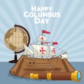 Colombus columbus day card poster Royalty Free Stock Photo