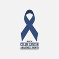 Blue ribbon colon cancer awareness month poster vector image