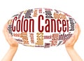 Colon Cancer word cloud hand sphere concept